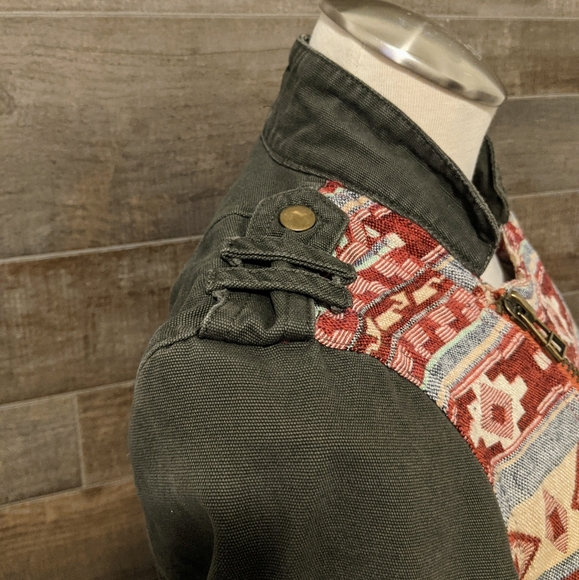 Callie Mac Boho Aztec Denim Jacket Size Medium - Picture 4 of 7